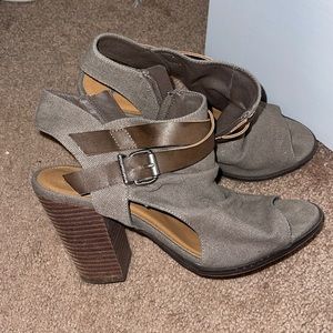 worn a couple times out, heeled booties.